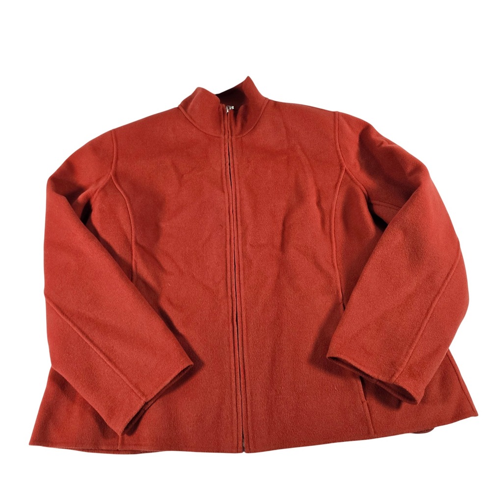 Alexandra Bartlett Woman Orange 100% Wool Full Zip Mock Neck Jacket Plus Size 2X